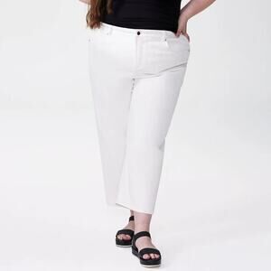 NWT Universal Standard Bae Boyfriend Crop Denim Jeans Solid White Womens Size 38